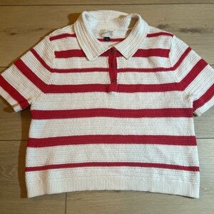 Universal Thread Red and‎ Cream Striped Sweater Cropped